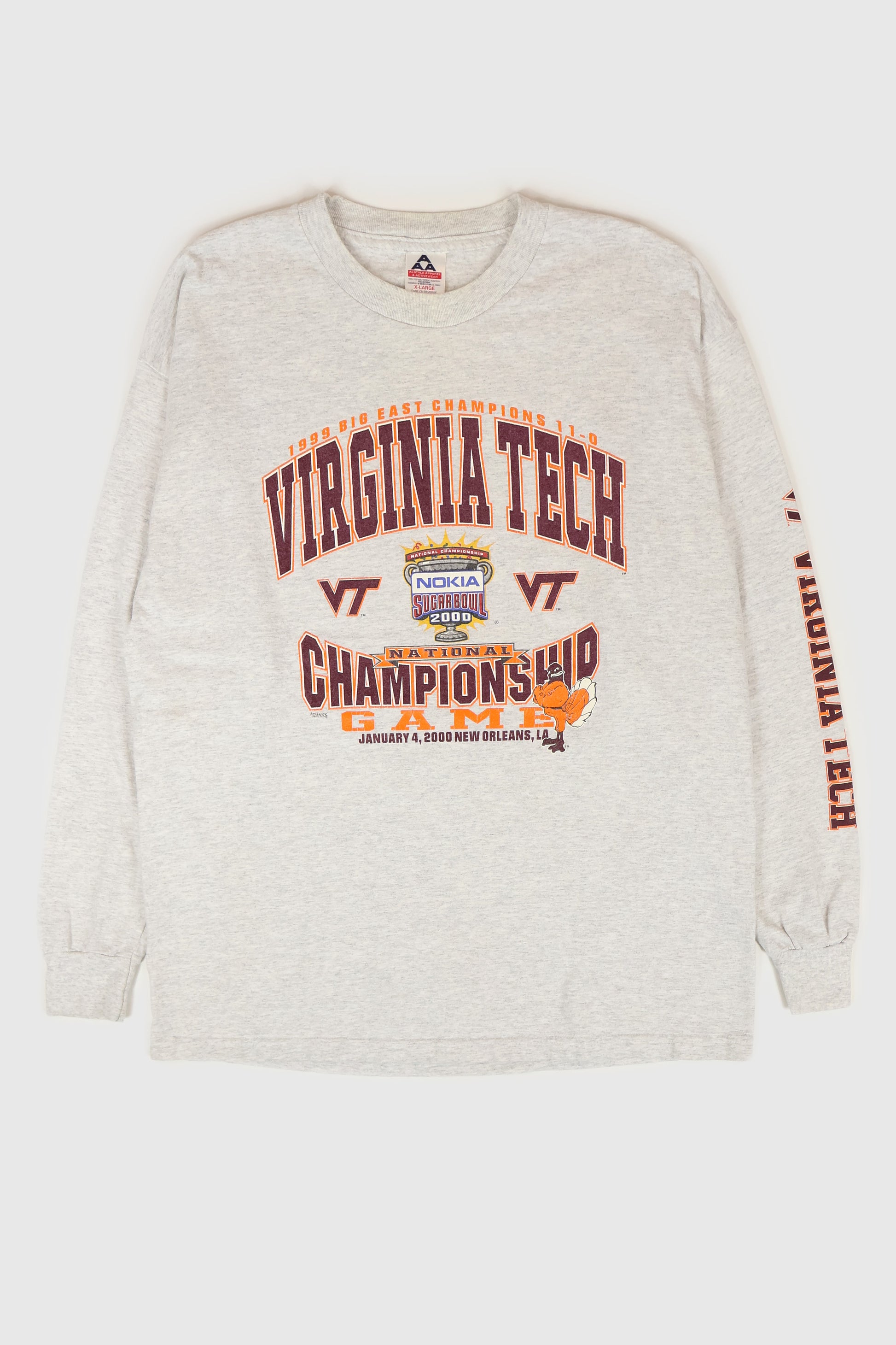 Vintage Virginia Tech 1999 Big East Champions Long Sleeve Tee Image 0