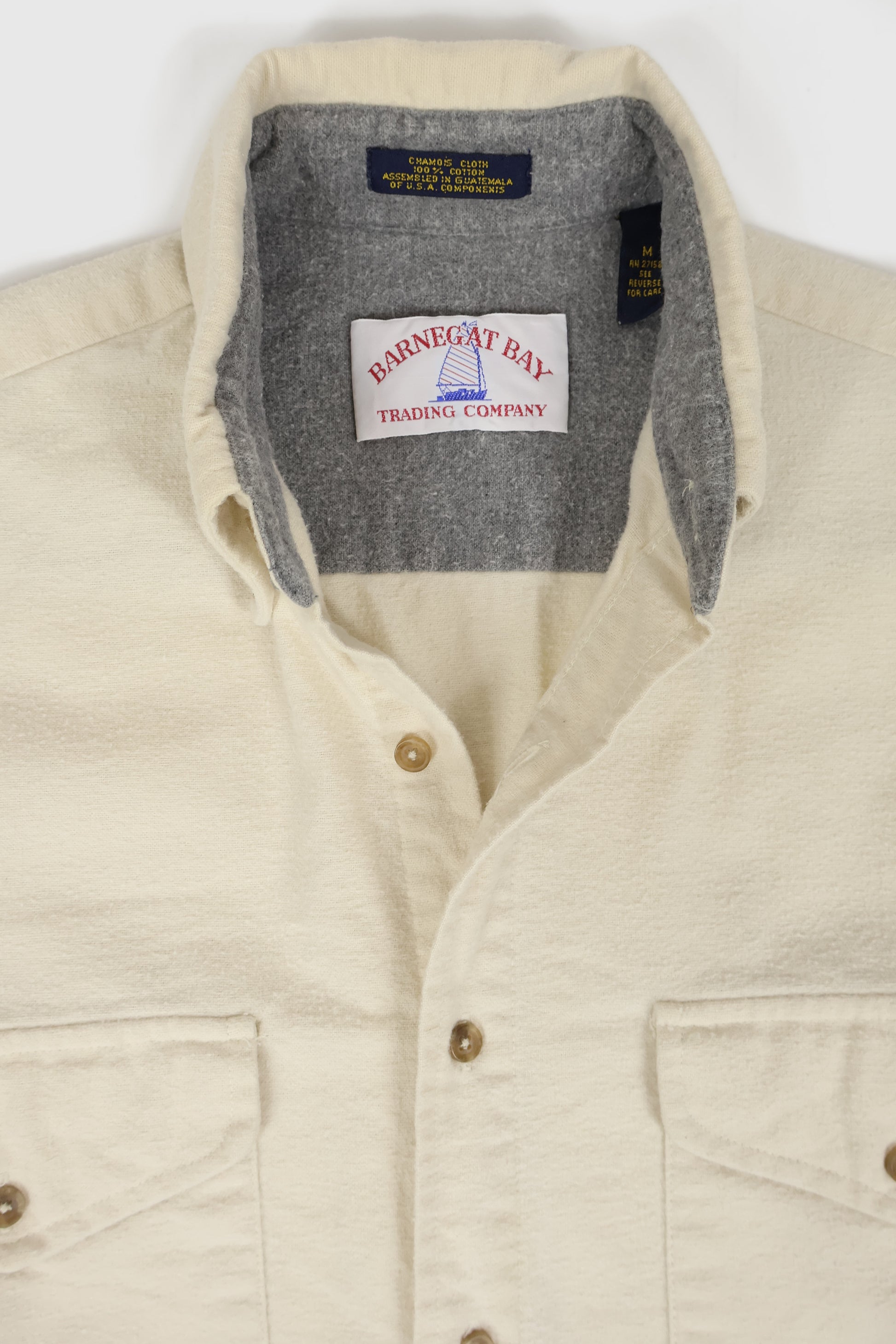 Vintage White Flannel Button-Down Shirt Image 2