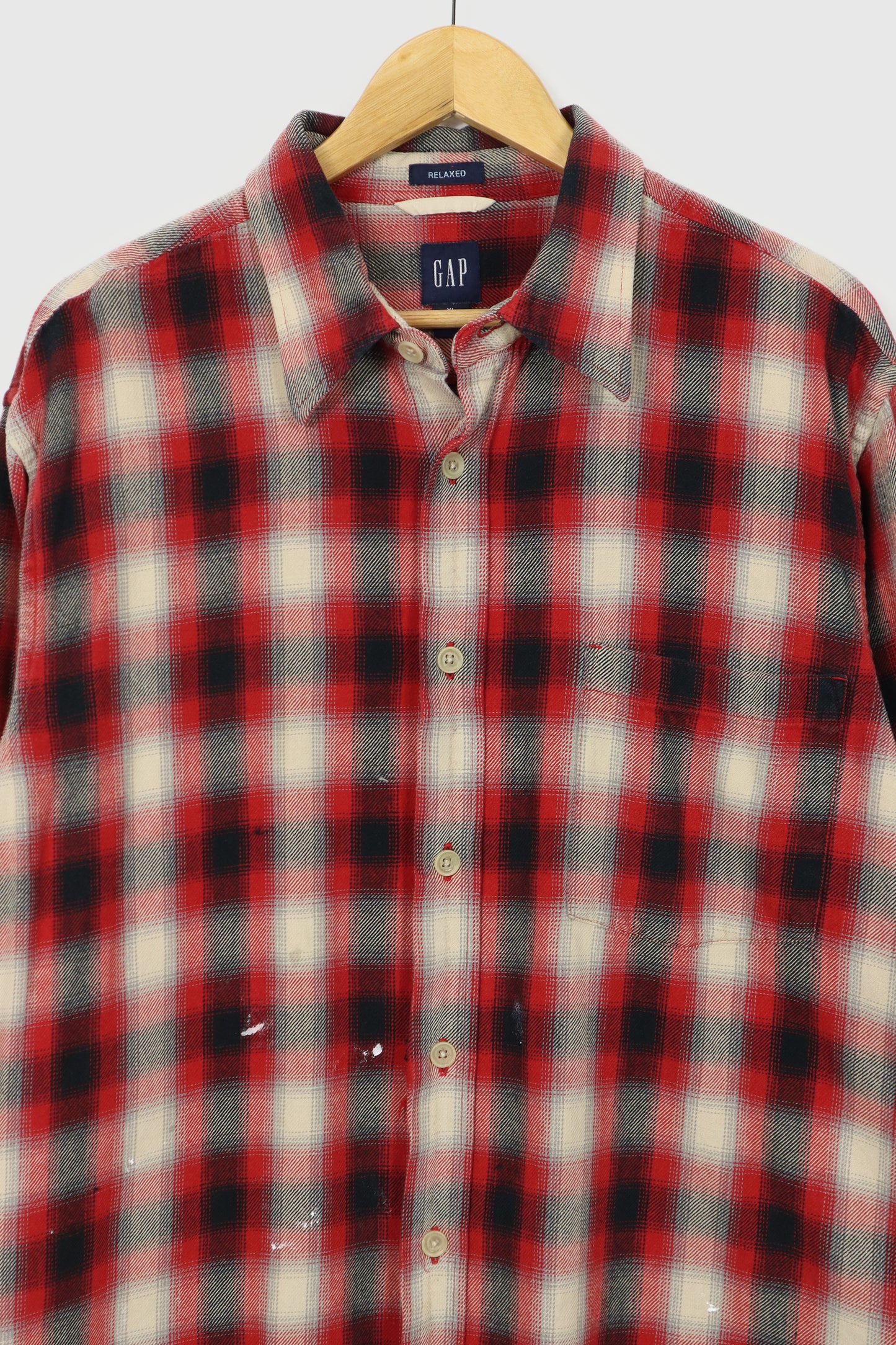 Vintage Gap Distressed Red Button-Down Shirt
