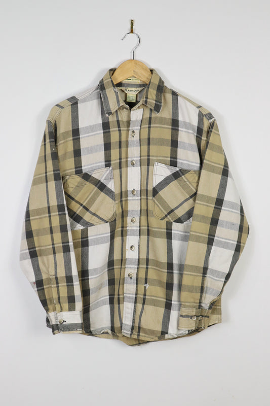 Vintage Distressed Plaid Button-Down Shirt
