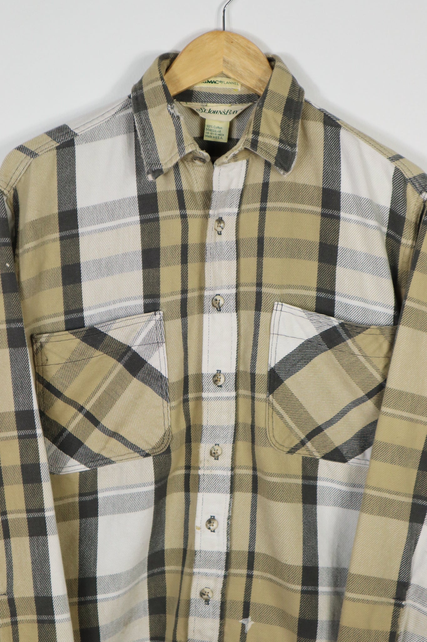 Vintage Distressed Plaid Button-Down Shirt