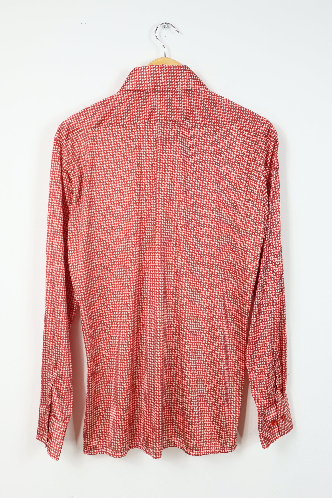 Vintage Red Houndstooth Silky Button-Down
