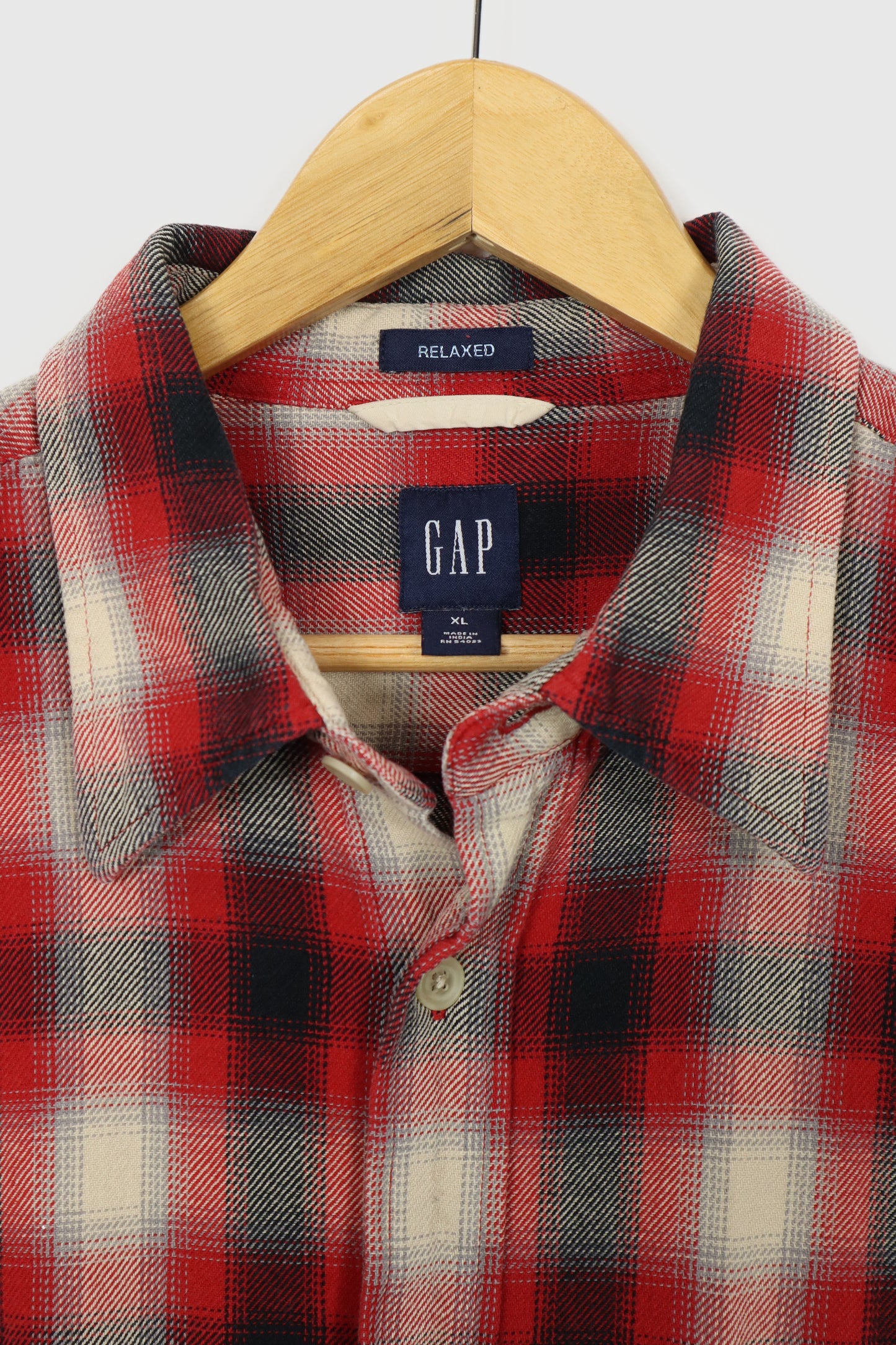 Vintage Gap Distressed Red Button-Down Shirt