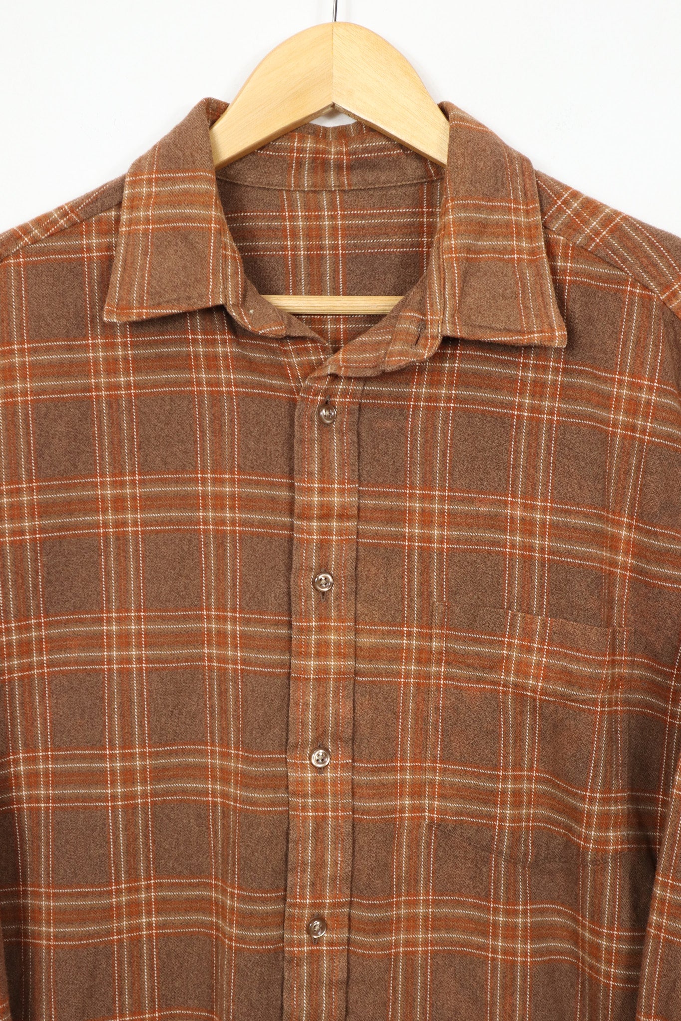 Vintage Brown Flannel Button-Down Shirt