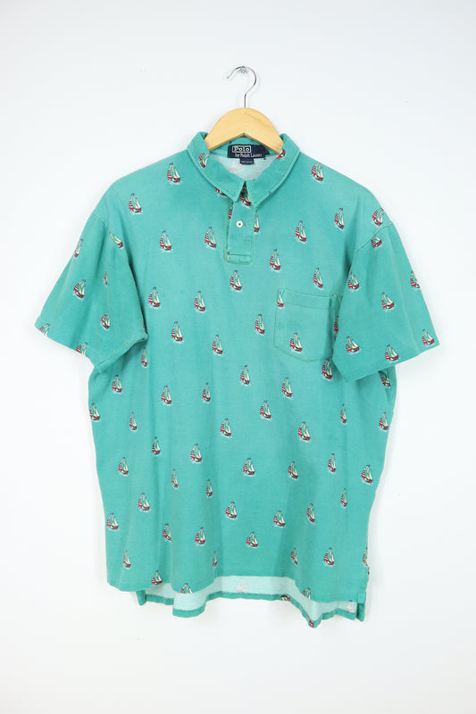 Vintage Ralph Lauren Sailboat Print Polo