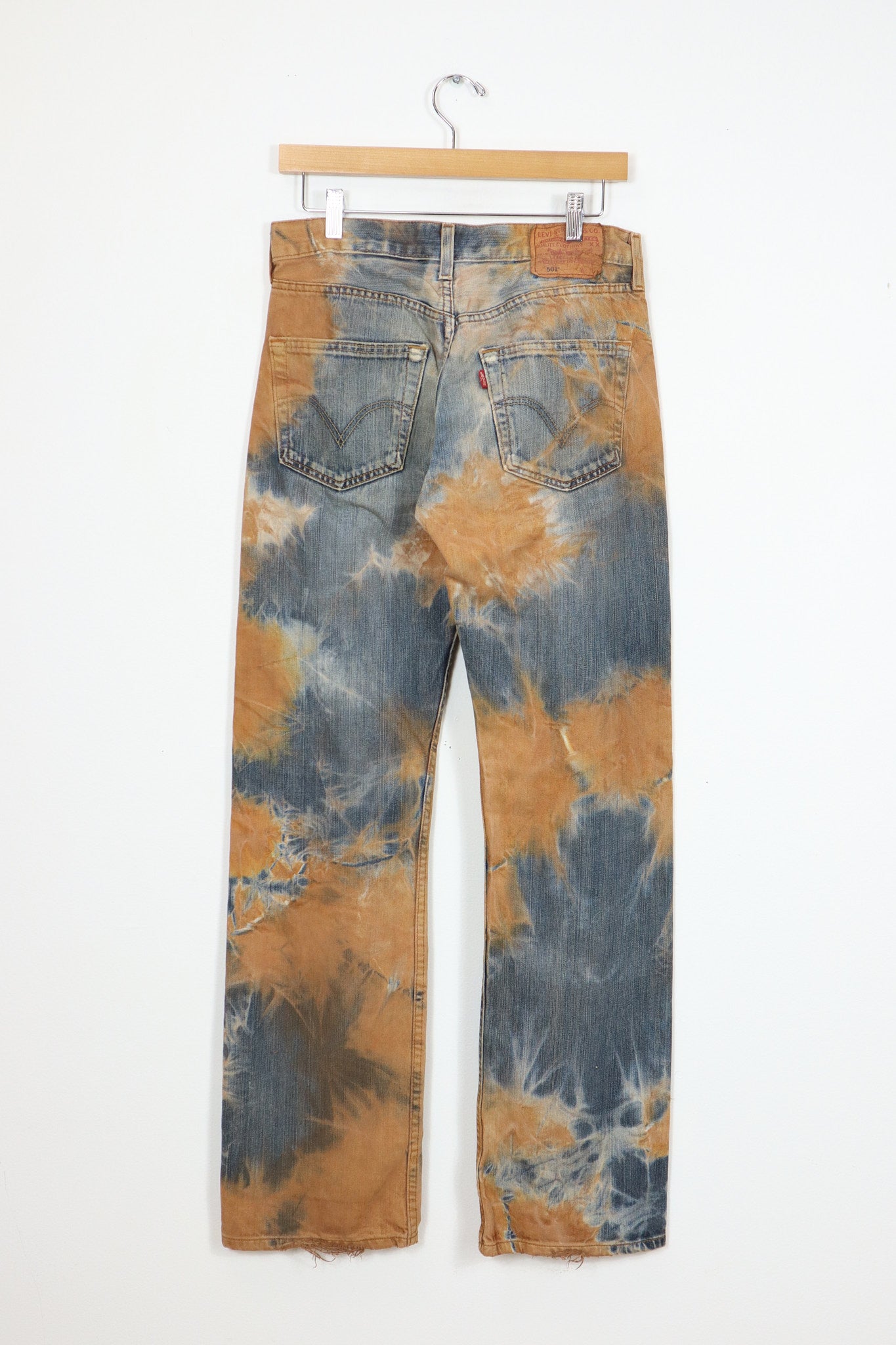 Vintage Reworked Rust Dyed 501 Levis Button Fly Jeans