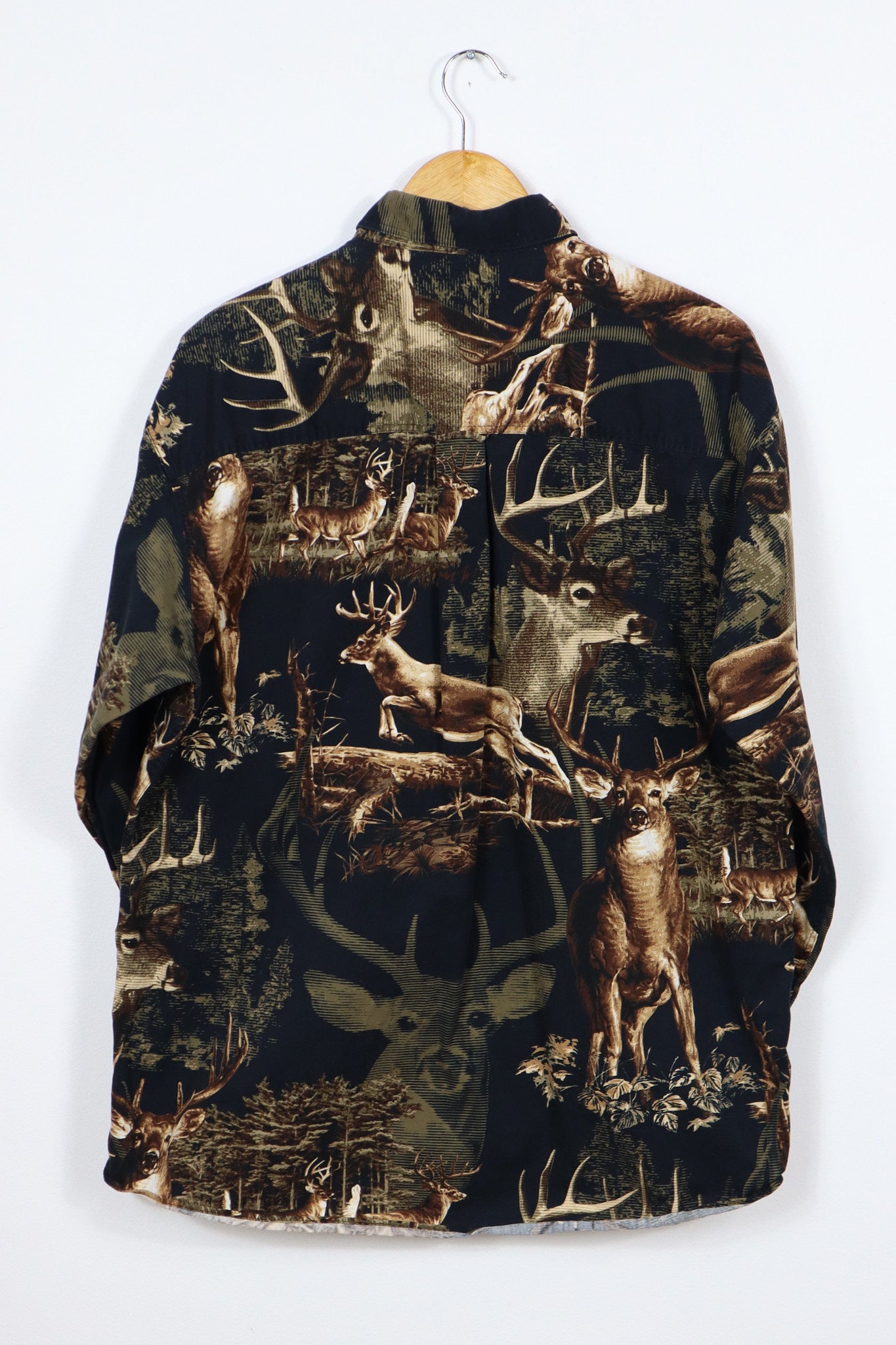 Vintage Buck Pattern Button-Down Shirt