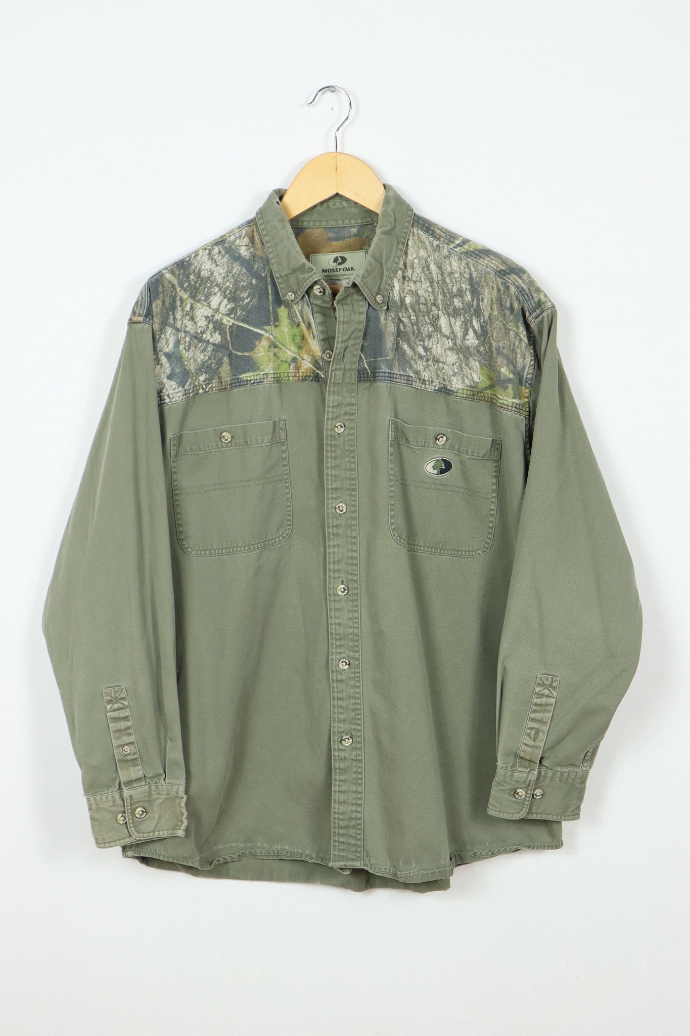 Vintage Frayed Camo Button-Down Shirt