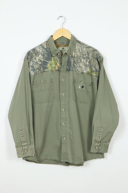 Vintage Frayed Camo Button-Down Shirt