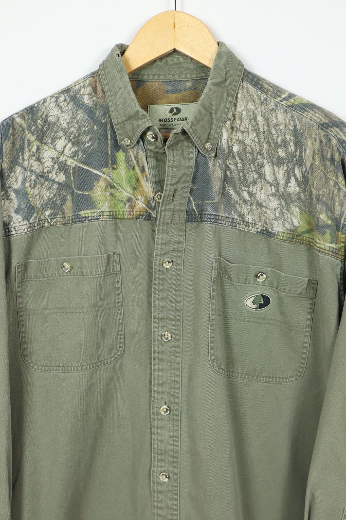 Vintage Frayed Camo Button-Down Shirt