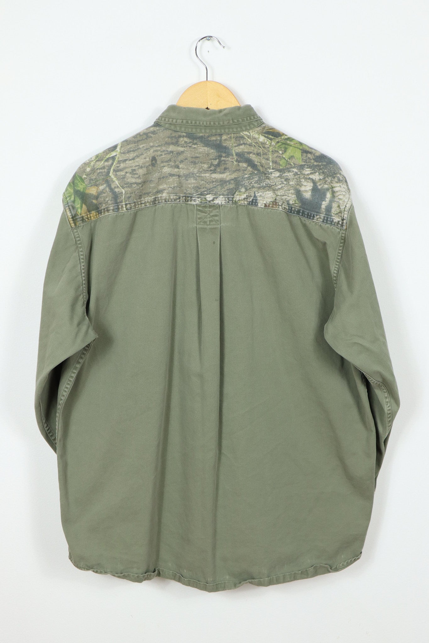 Vintage Frayed Camo Button-Down Shirt