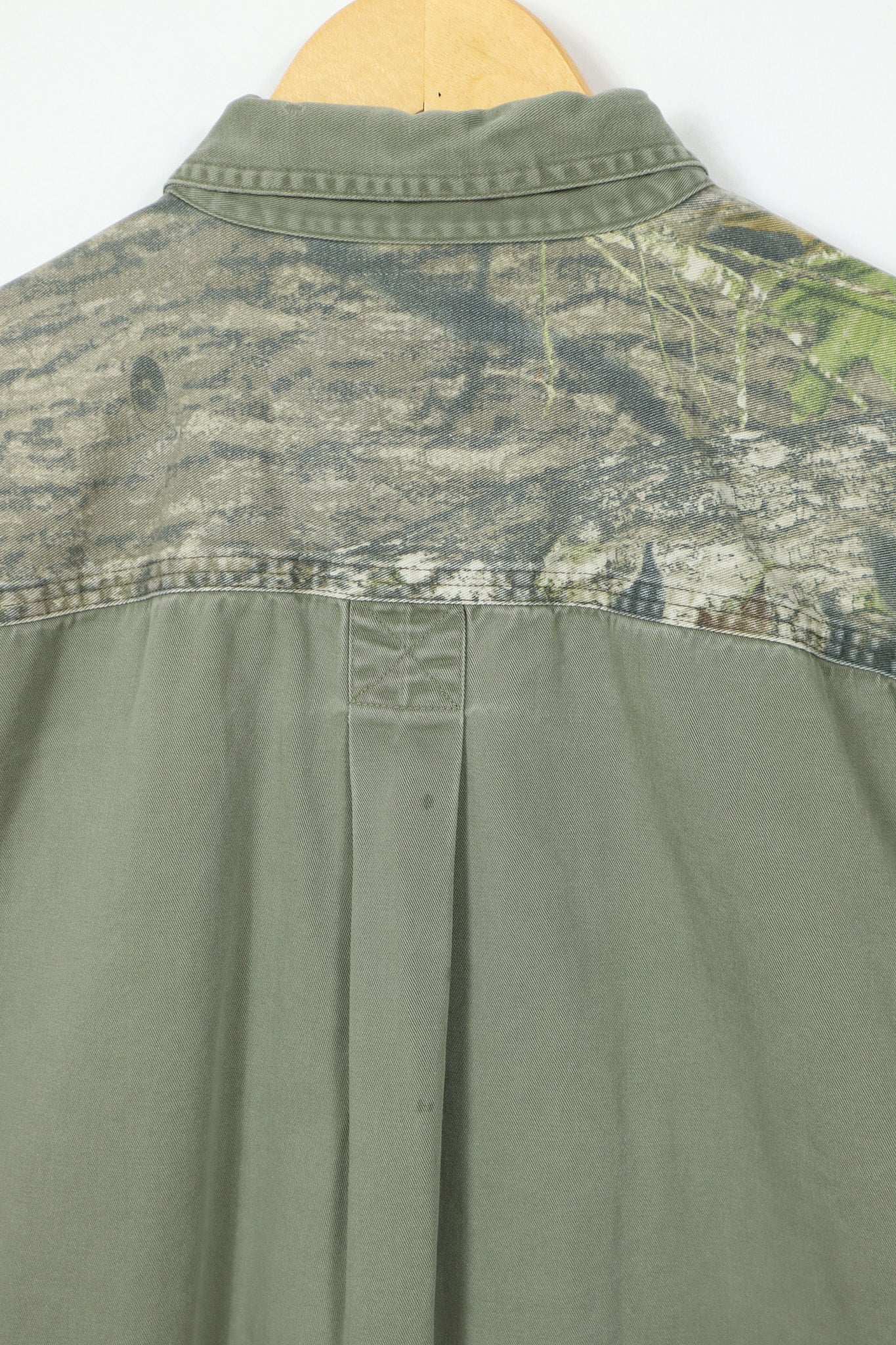 Vintage Frayed Camo Button-Down Shirt