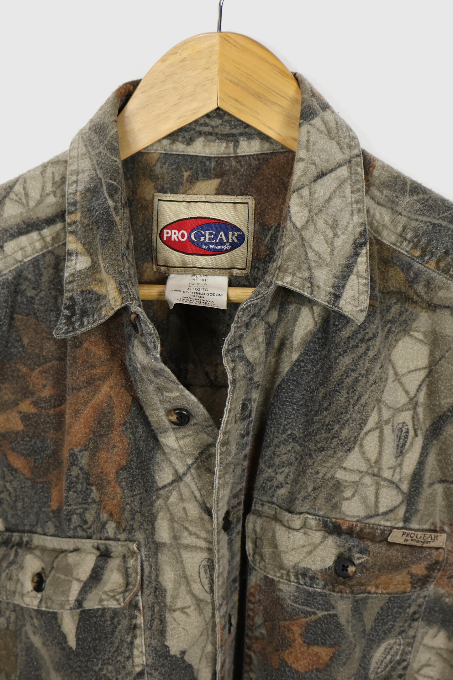 Vintage Faded Real Tree Camo Flannel Button-Down Shirt