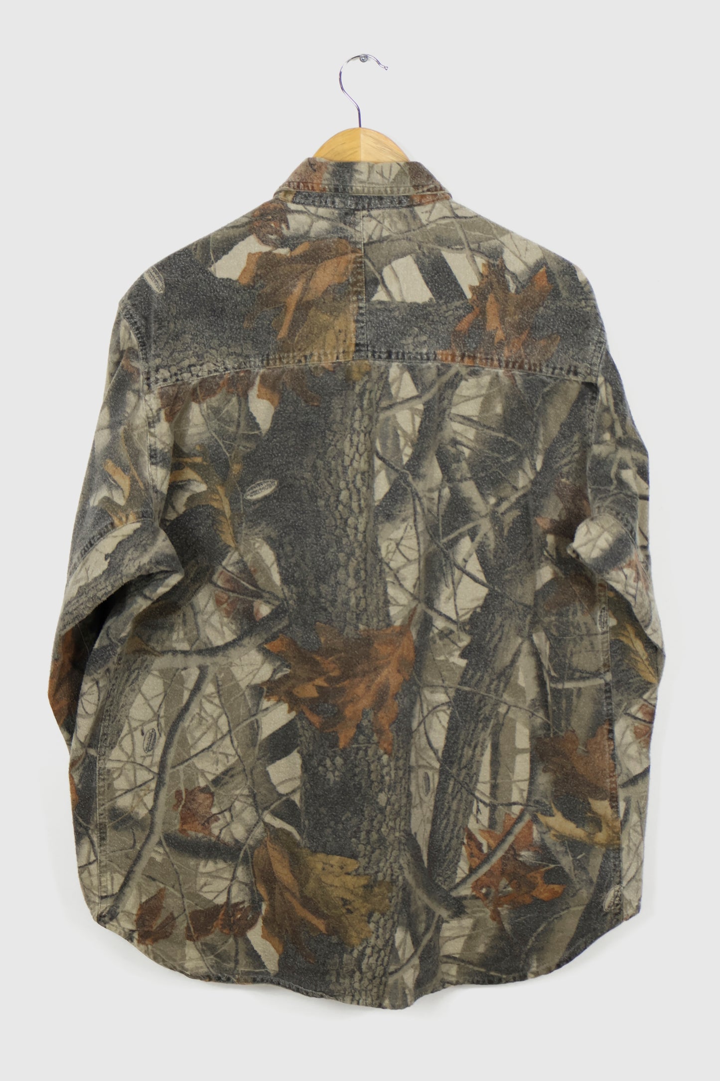 Vintage Faded Real Tree Camo Flannel Button-Down Shirt