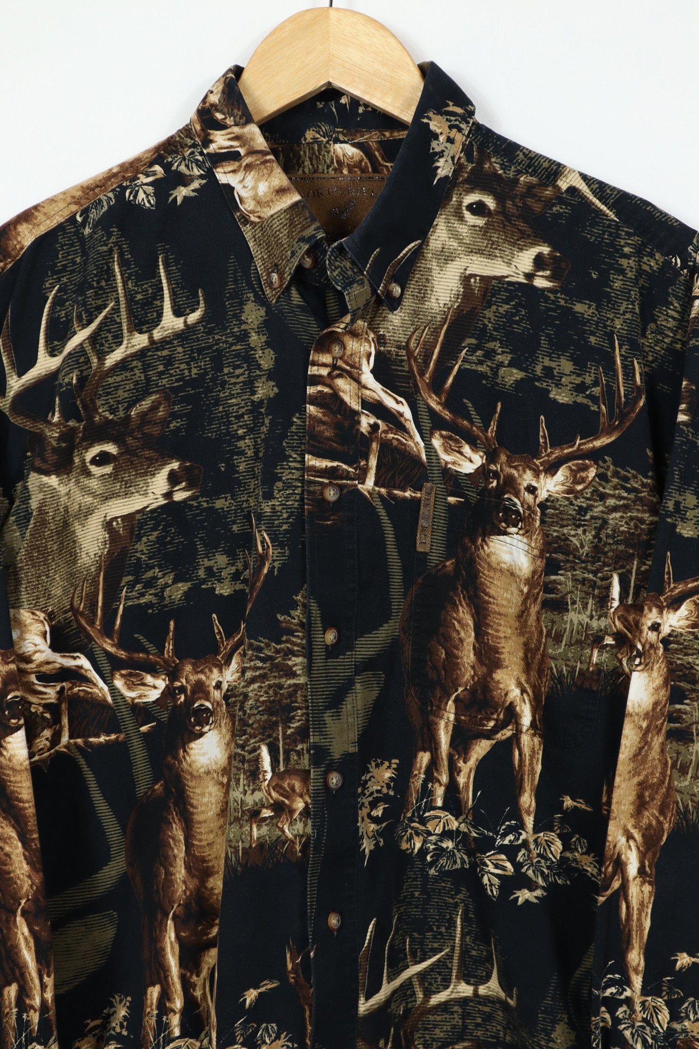 Vintage Buck Pattern Button-Down Shirt