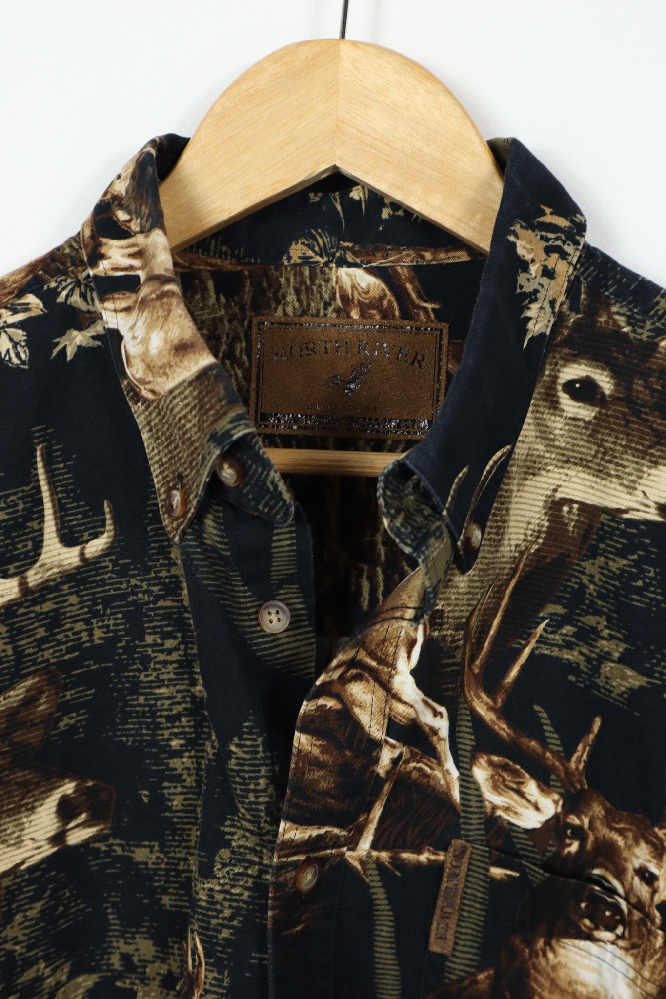 Vintage Buck Pattern Button-Down Shirt