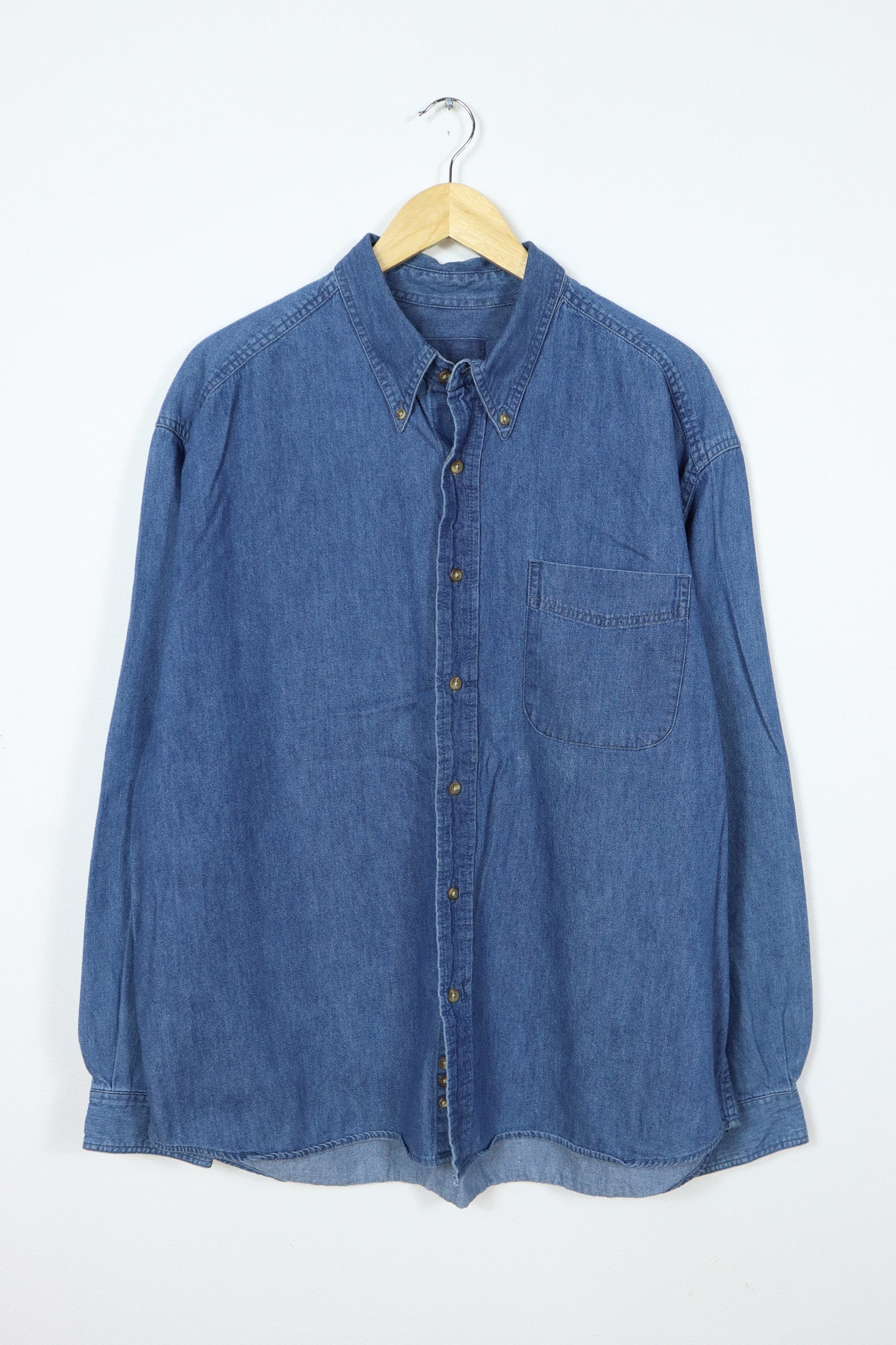 Vintage Dark Denim Button-Down Shirt