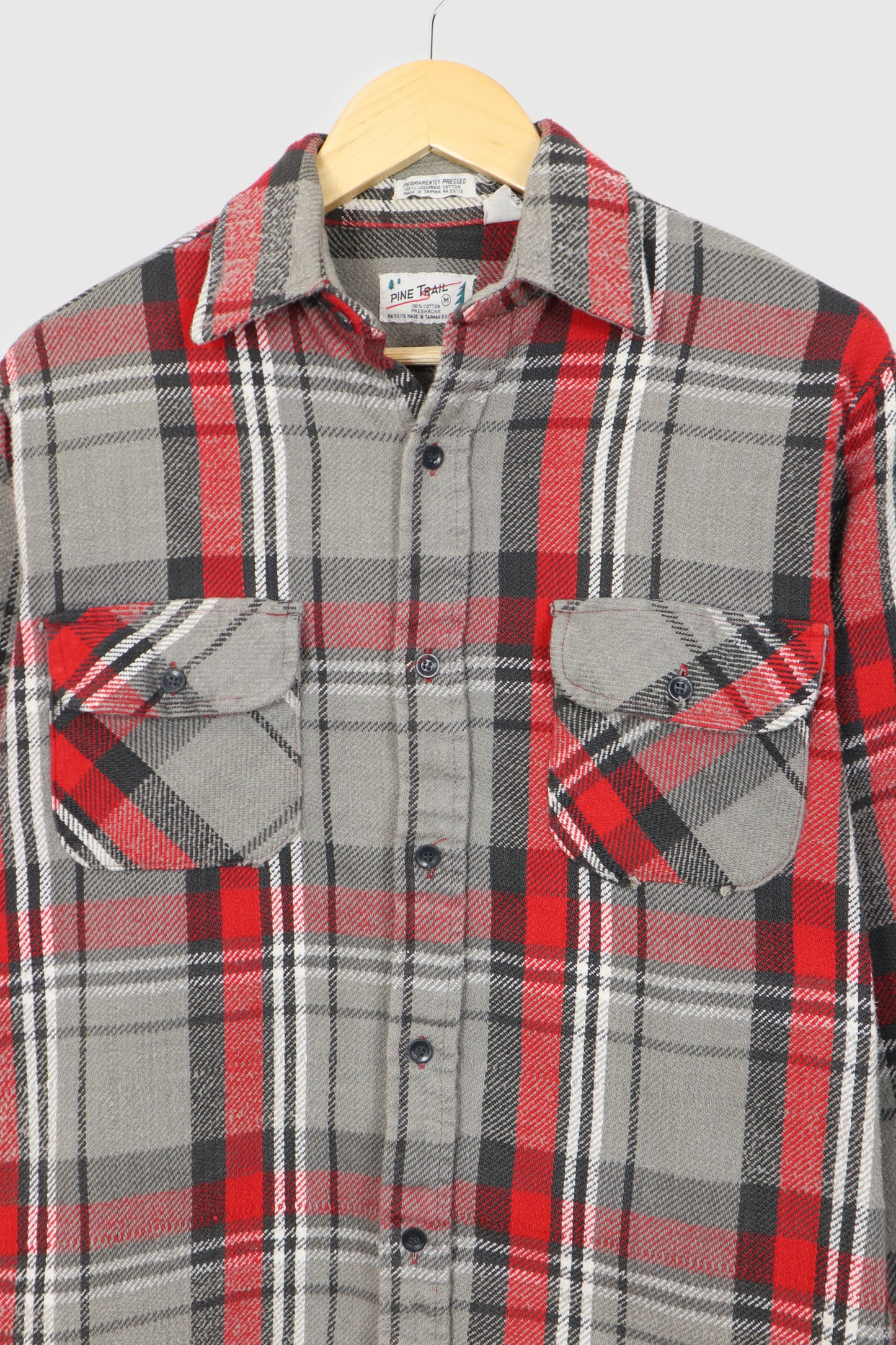 Vintage Grey Plaid Button-Down Shirt