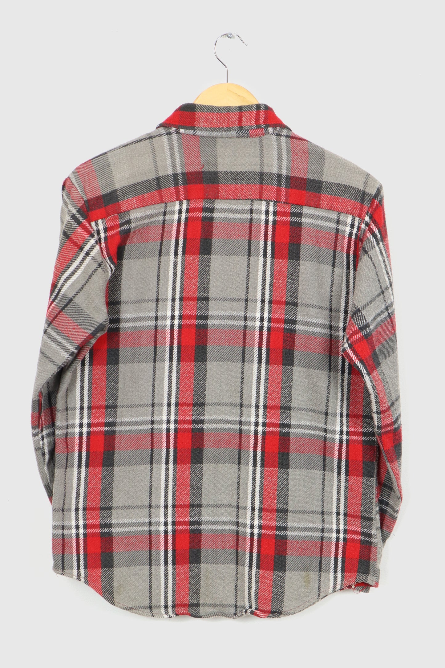 Vintage Grey Plaid Button-Down Shirt