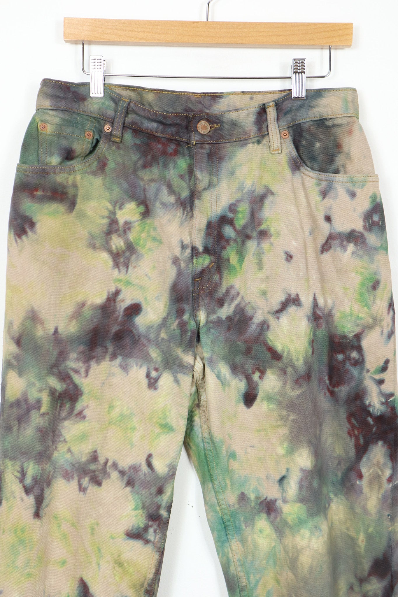 Vintage Reworked Camo Dyed Levis Relaxed Tapered Fit Jeans