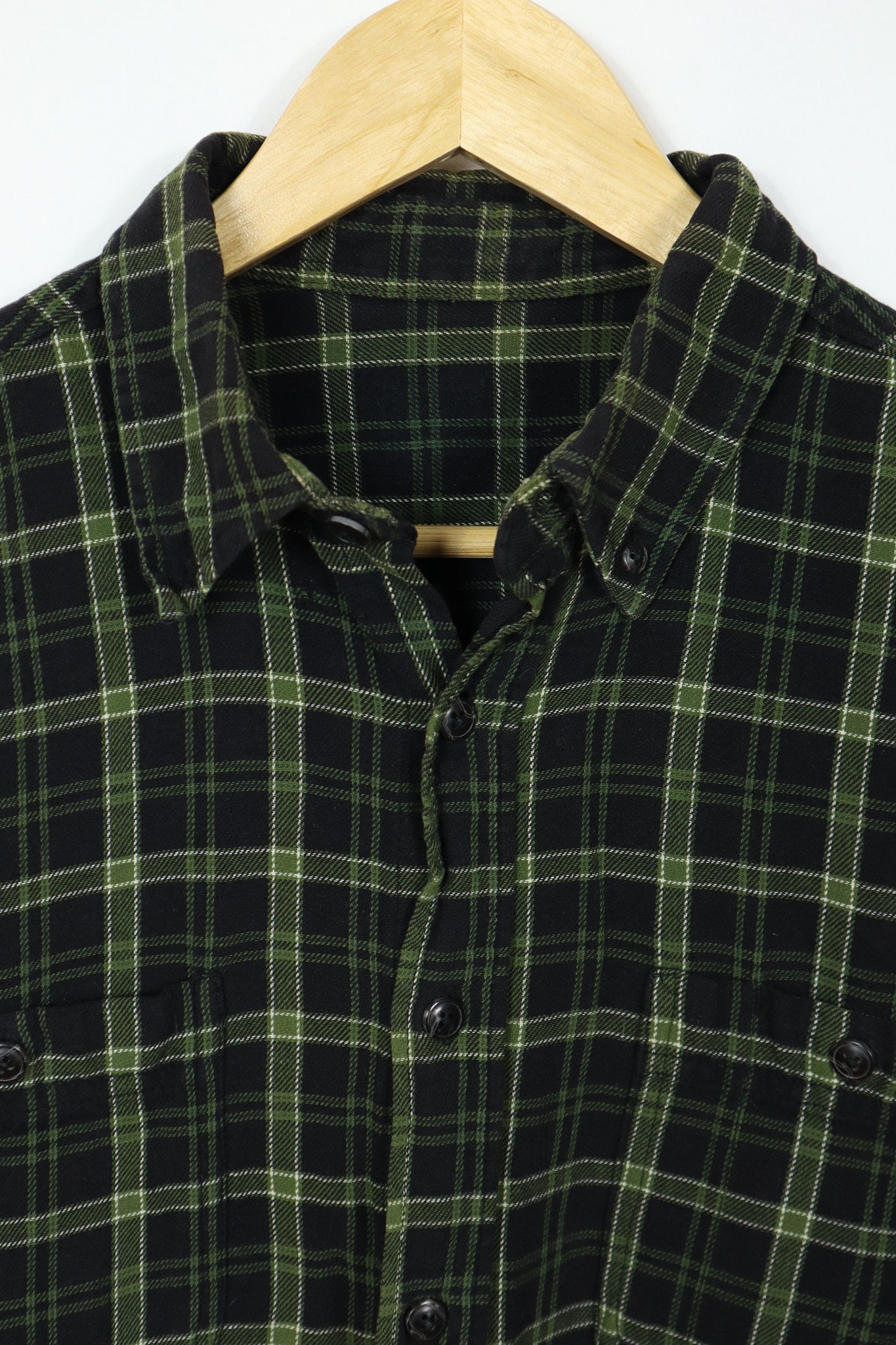Vintage Black Plaid Button-Down Shirt