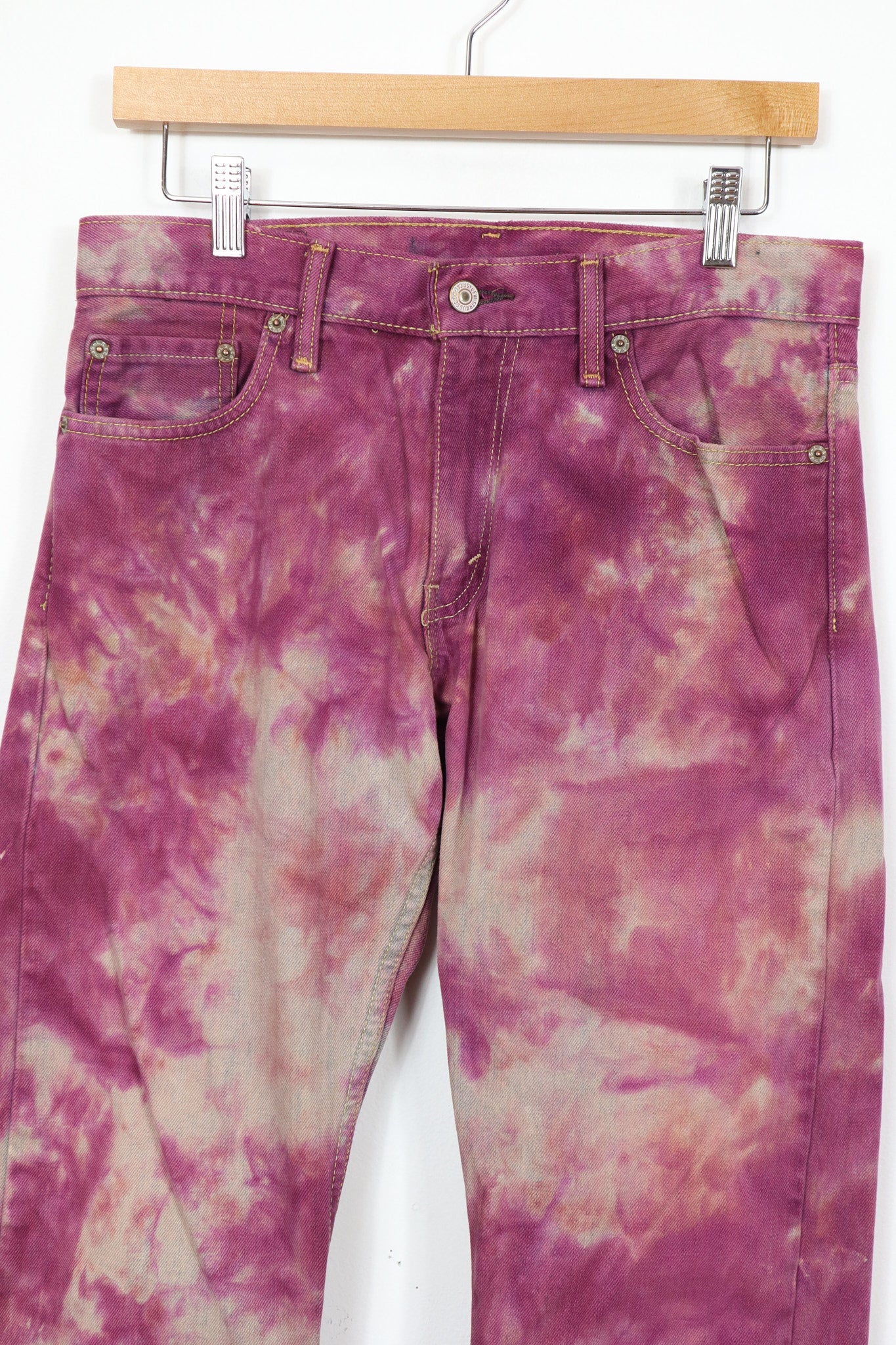 Vintage Reworked Red Dyed 514 Levi's Jeans (womens)