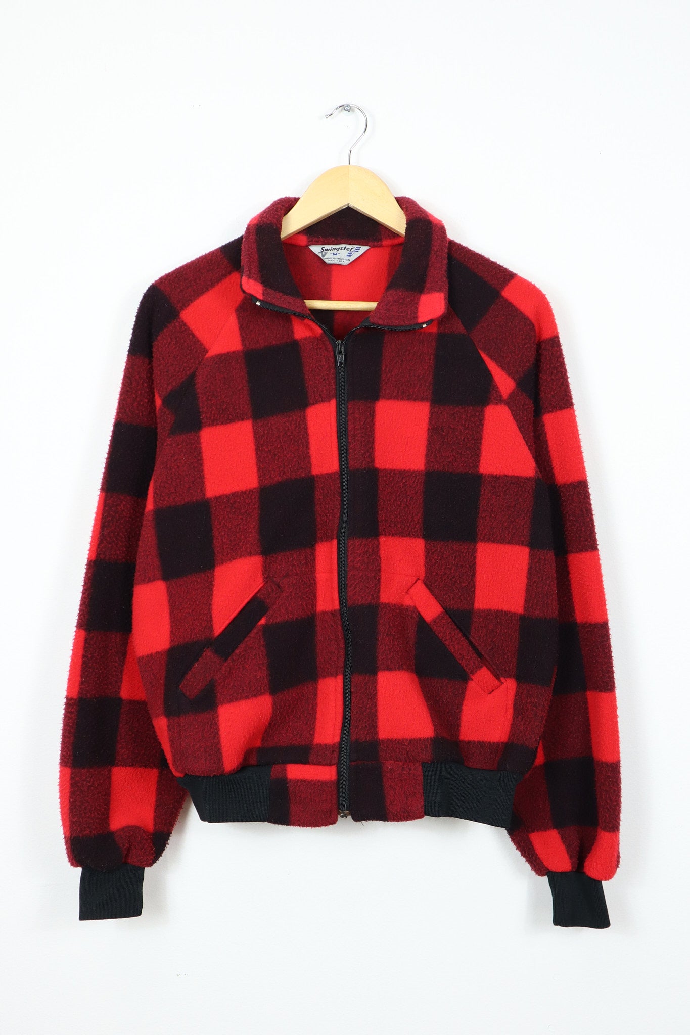 Vintage Red Fleece Full Zip Jacket