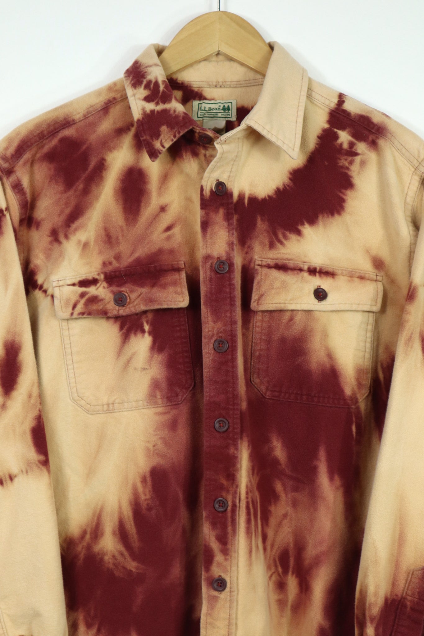 Vintage L.L. Bean Red Bleached Flannel Button-Down 007