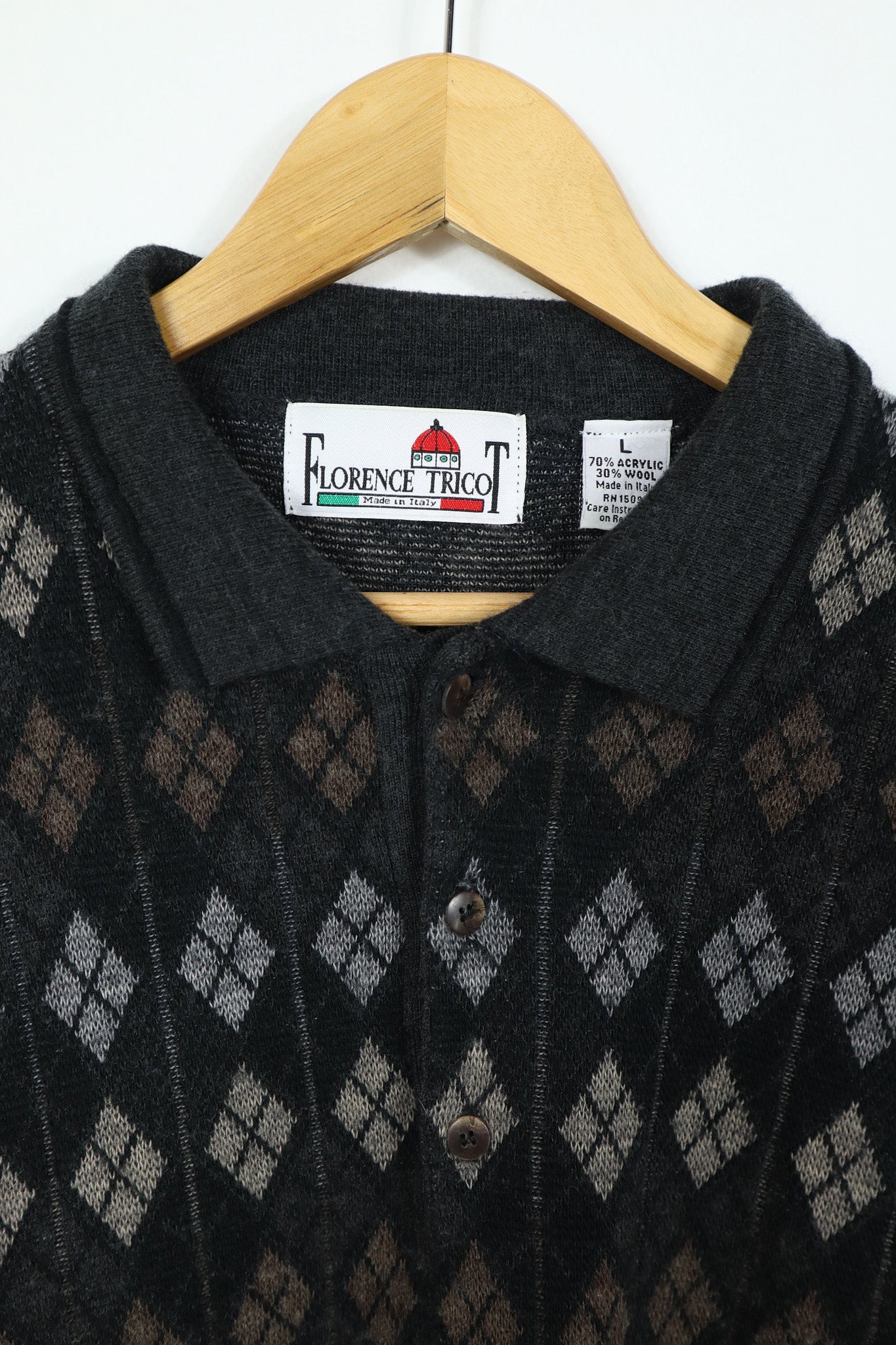 Vintage Pattern Long Sleeve Polo