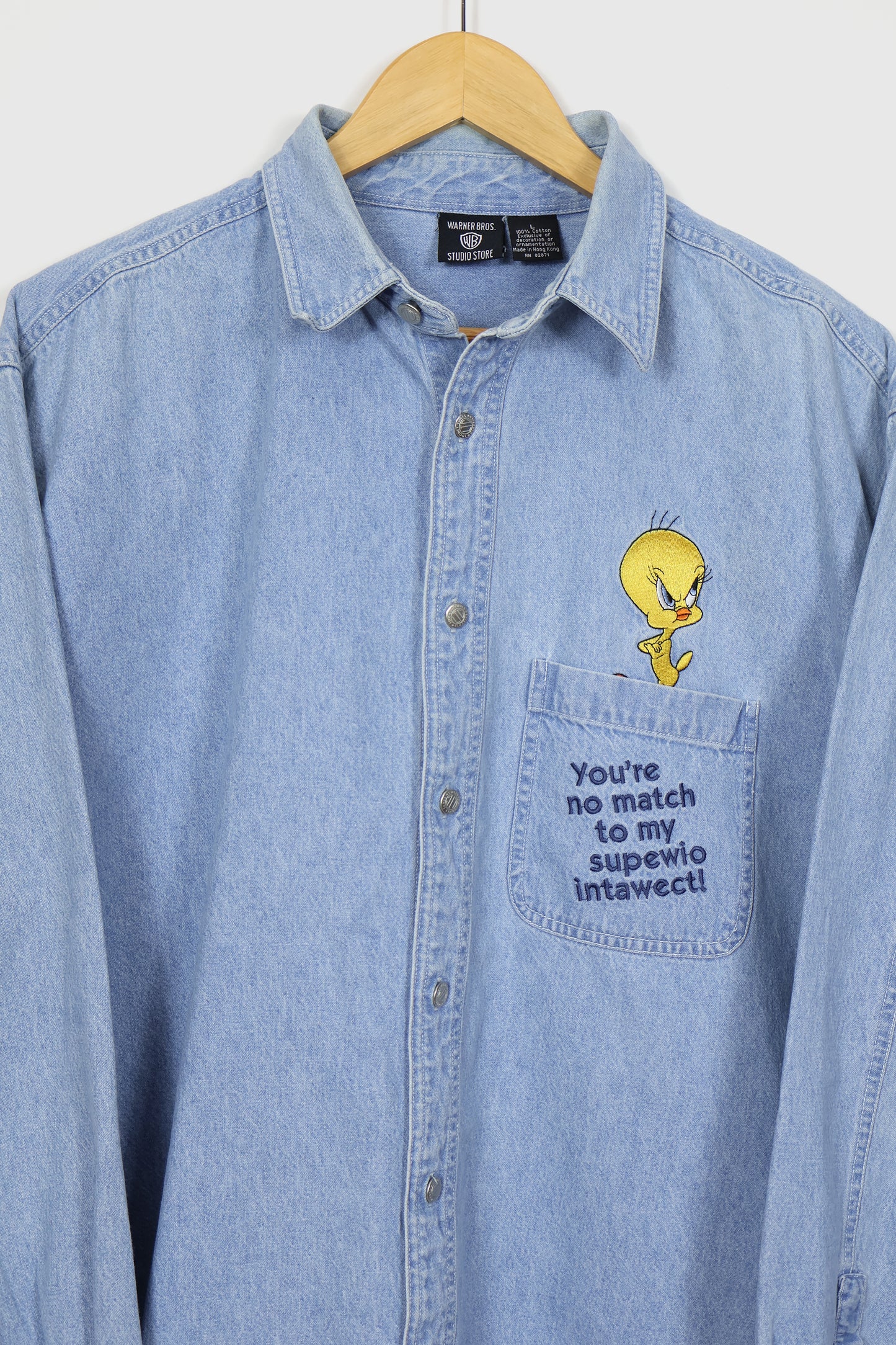 Vintage Tweety Denim Button-Down Shirt