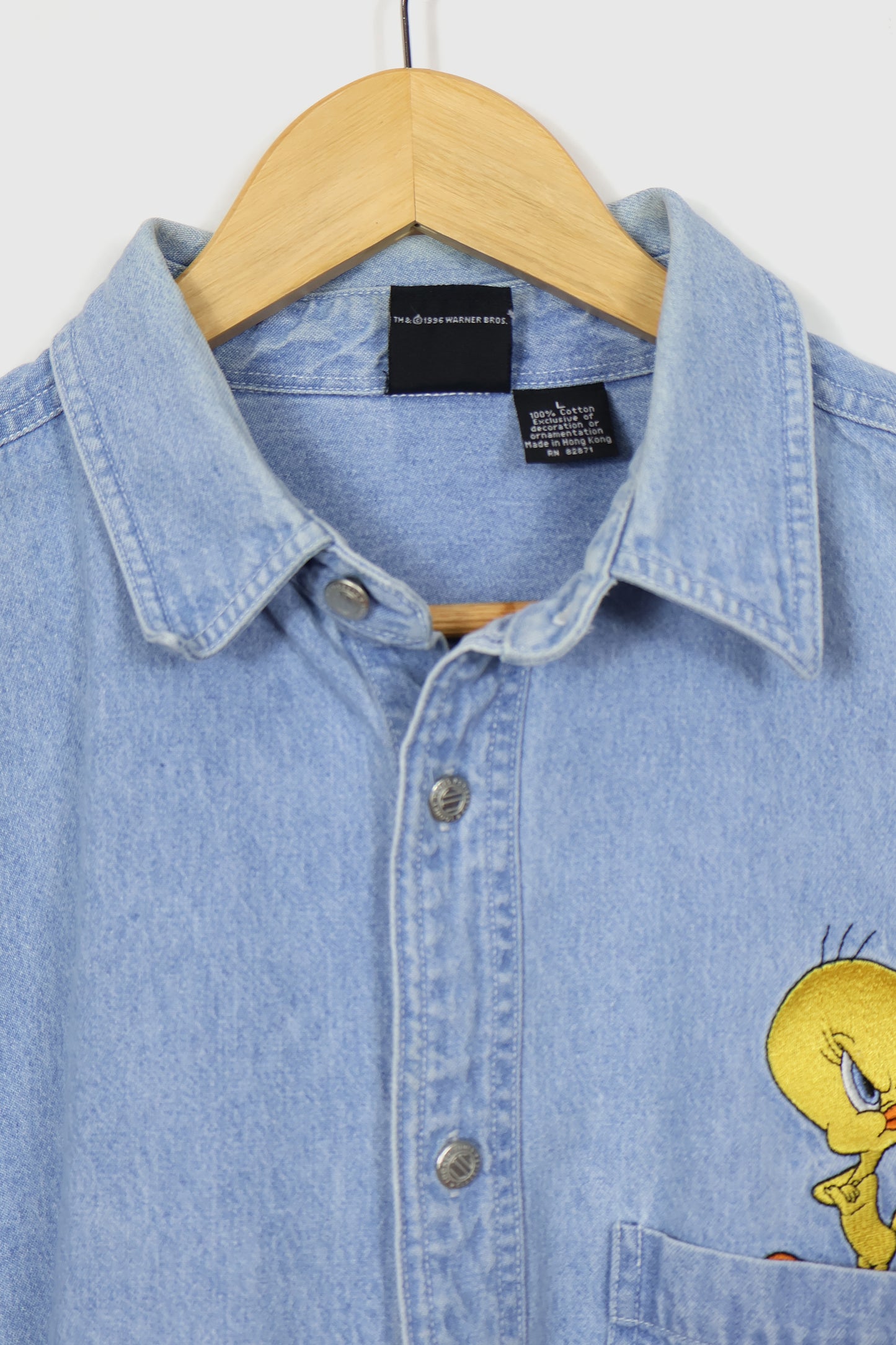 Vintage Tweety Denim Button-Down Shirt